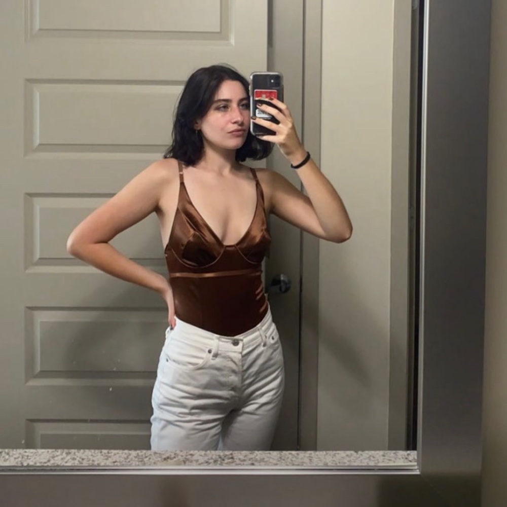 Silky brown bodysuit